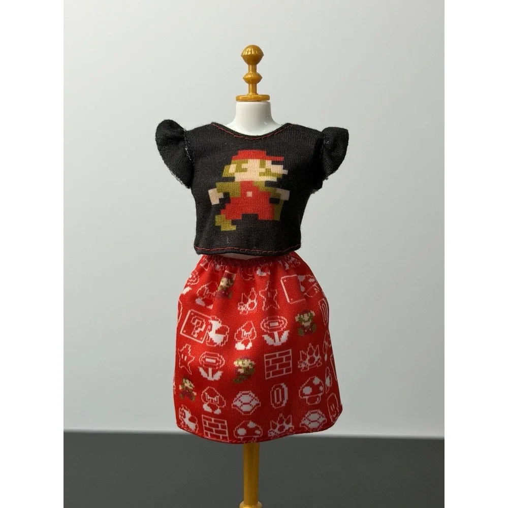 Barbie Super Mario Bros Characters Deluxe Fashion Shirt And Skirt Set